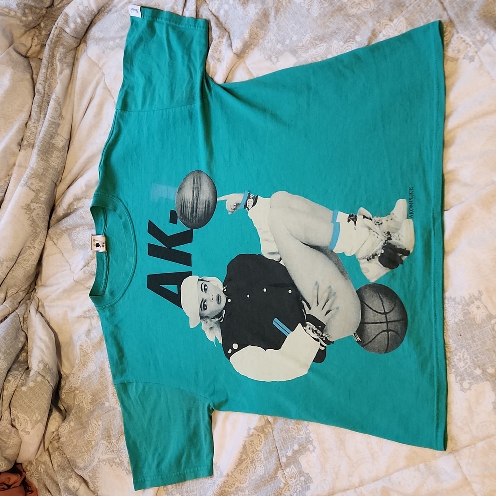 Akomplice Teal Vintage Style Black And White Baywatch Girl Basketball T Shirt